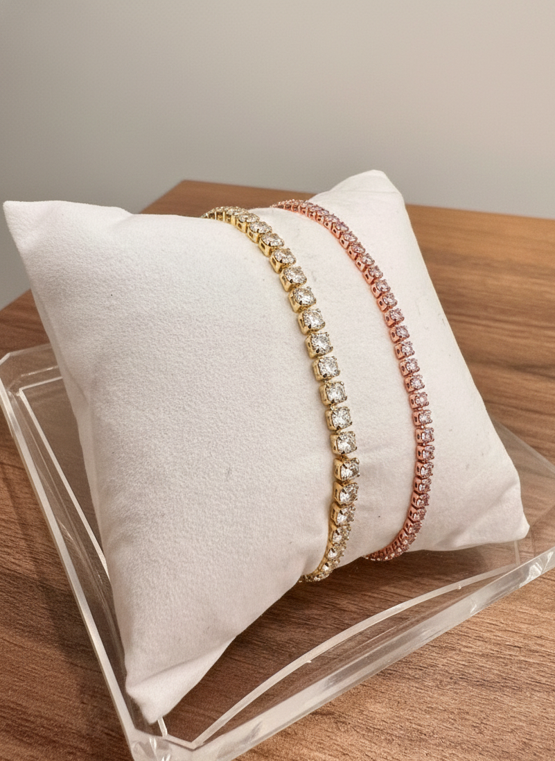 Infinite Radiance Tennis Bracelet – Duo Pack Adjustable, Yellow Gold & Rose Gold & Sparkling Diamonds