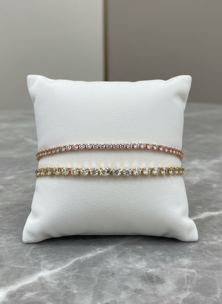 Infinite Radiance Tennis Bracelet – Duo Pack Adjustable, Yellow Gold & Rose Gold & Sparkling Diamonds