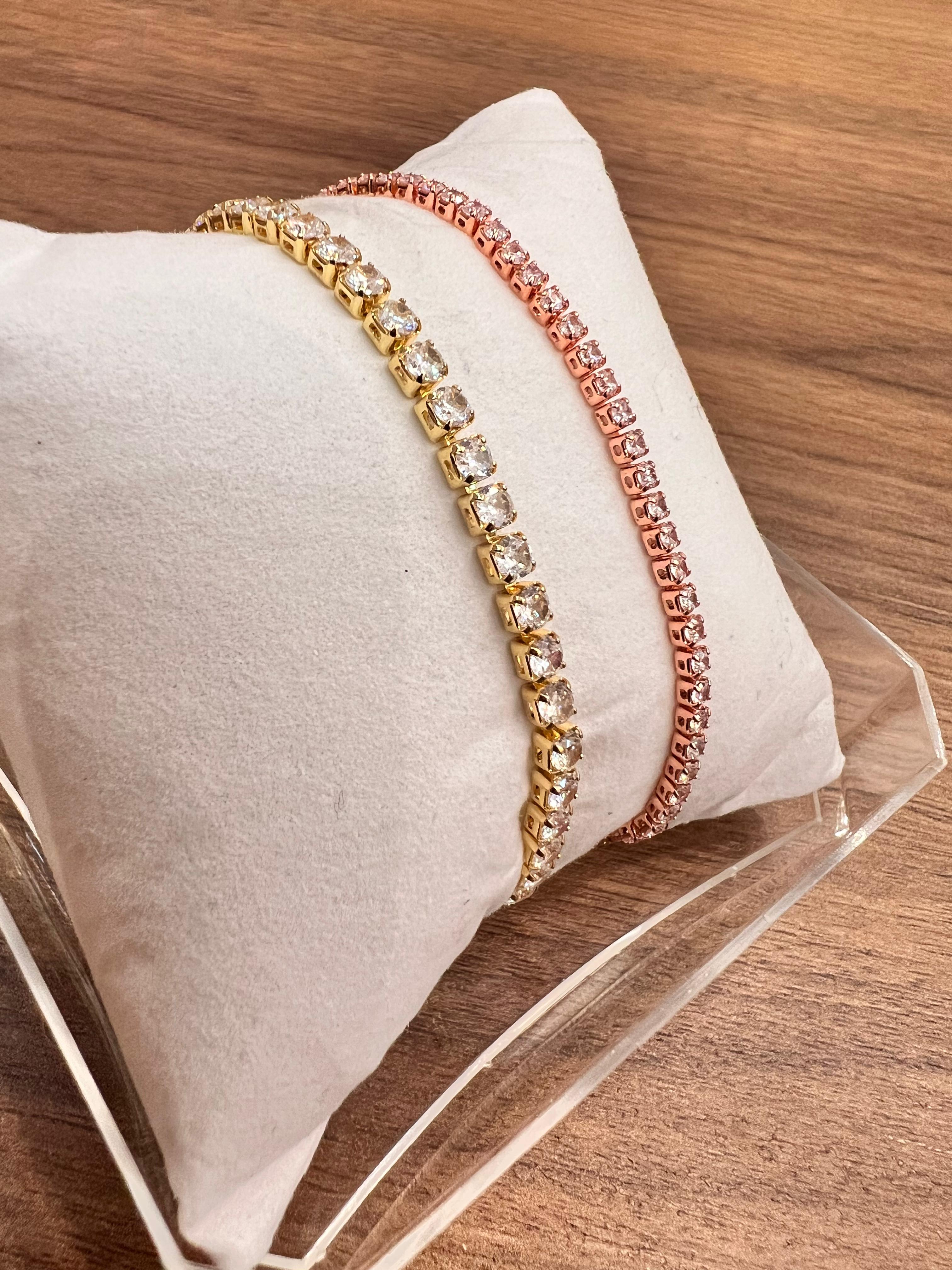 Infinite Radiance Tennis Bracelet – Duo Pack Adjustable, Yellow Gold & Rose Gold & Sparkling Diamonds