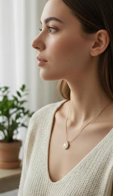 Collier Pendentif Nacre Blanche et Or